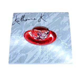 Katherine K red hat brooch